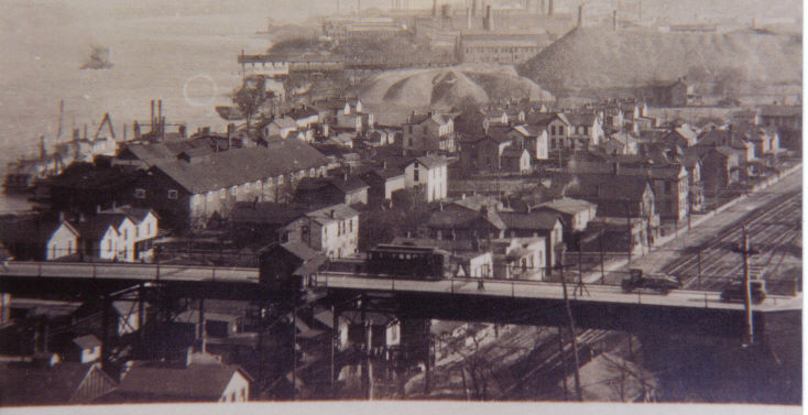 North Charleroi, PA: Charleroi/Monessen Trolley and toll house on bridge (ca 1923)