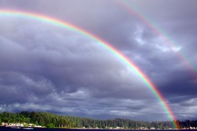 Lake Goodwin, WA: Rainbows over Lake Goodwin, WA