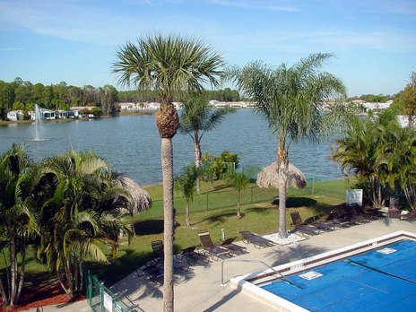 Estero, FL: view of lake at Corkscrew Woodlands from club house roof