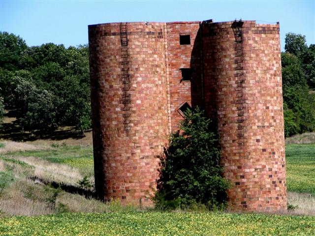 Wellman, IA: old twin silos