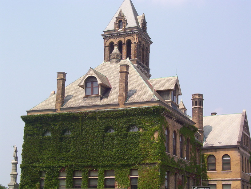 Williamsport, PA: Old City Hall with summertime ivy in bloom