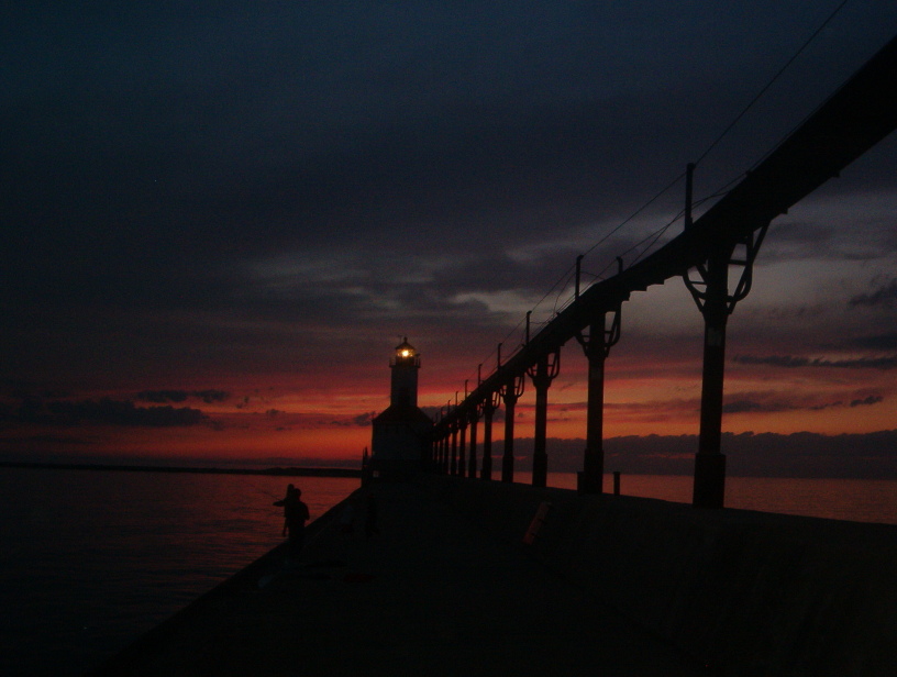 Michigan City, IN: The lighthouse at sunset