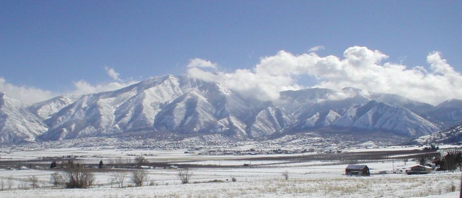 Elk Ridge, UT: View of Elk ridge with Mt. Loafer in the background