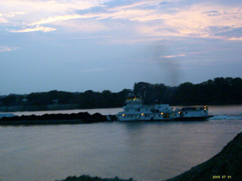 Utica, IN Utica Veiw Of Barge On The Ohio River 5am photo, picture