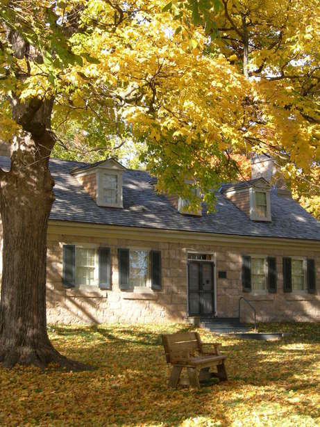 Platteville, WI: Stone Cottage Museum During Fall Colors