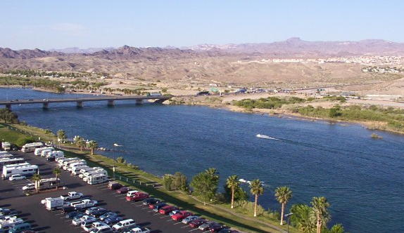 Laughlin, NV: colorado river: from nevada side, arizona on right side of river