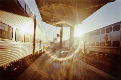 San Francisco, CA: The sun made a pretty circle before I got on the train