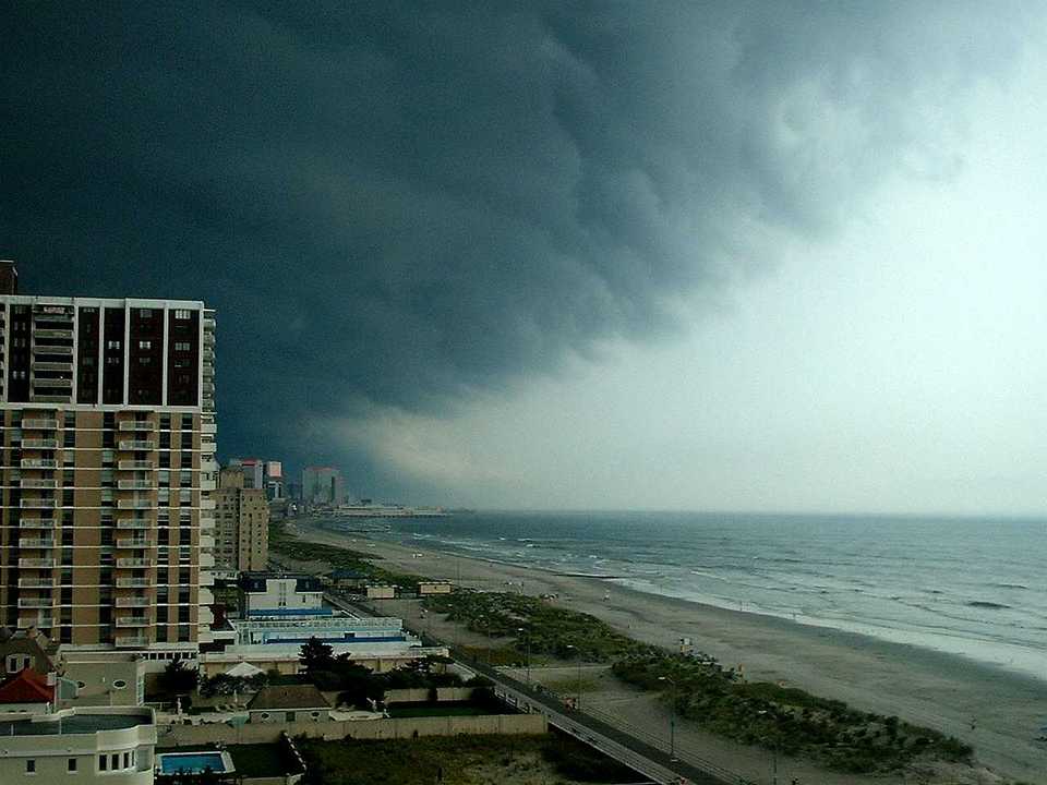 Atlantic City, NJ: Storm Clouds moving in from mainland over AC & Ocean