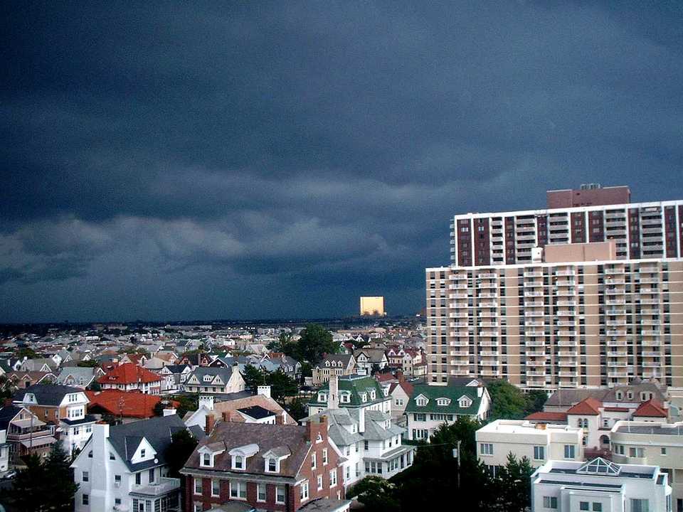 Atlantic City, NJ: Storm Clouds Blacken AC Sky-except for Borgata which still shines