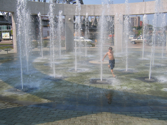 Shreveport, LA: Child Playing in Downtown Shreveport Fountain