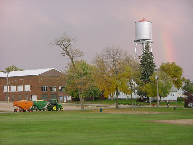 Gibbon, MN: Gibbon, MN during early morning harvest after some rain.