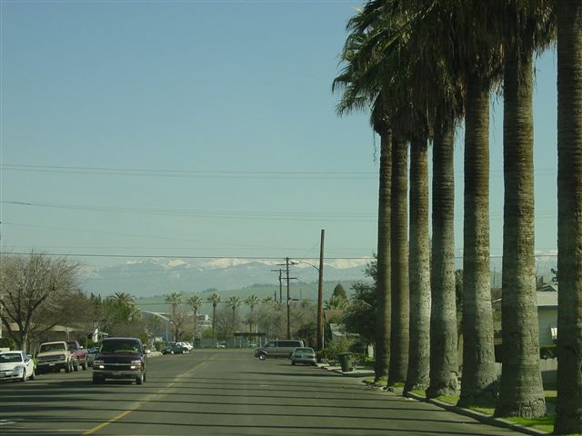 Exeter, CA: View of Exeter with Sierra Nevada Mountains in the background