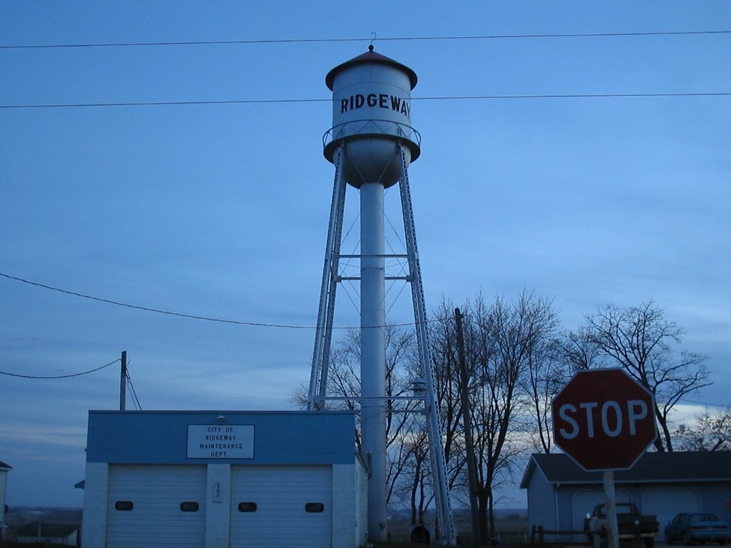 Ridgeway, IA Ridgeway Watertower at sunset. photo, picture, image