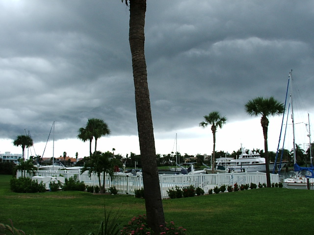 Tierra Verde, FL: Menancing Hurricane cCouds over the Pool at Pine Key Lodge III