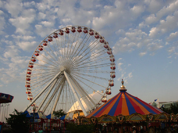 Chicago, IL: Chicago Navy Pier Ferris Wheel and Caroussel