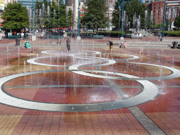 Atlanta, GA: Summertime at Olympic Park Fountain