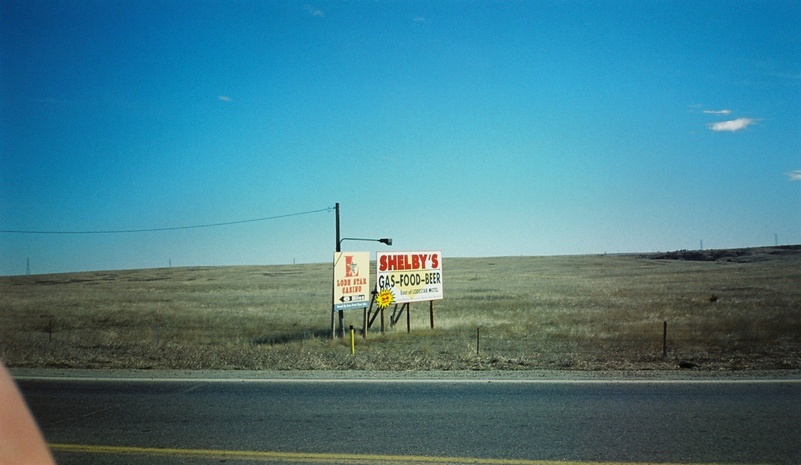 Fort Thompson, SD: Sign outside of Town for casino and shelbys