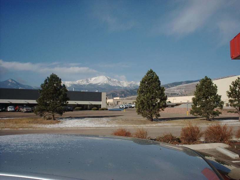 Colorado Springs, CO: Pike's Peak from industrial area off GOG and Centennial