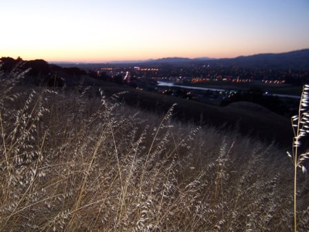 Petaluma, CA: Summer Solstice Moonrise over Petaluma Valley