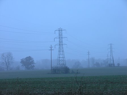 Okemos, MI: Fog over a farm on an early morning in Okemos, Michigan.