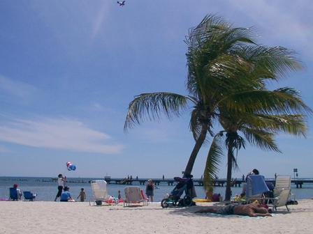 Key West, FL: A beach in Key West on spring break.