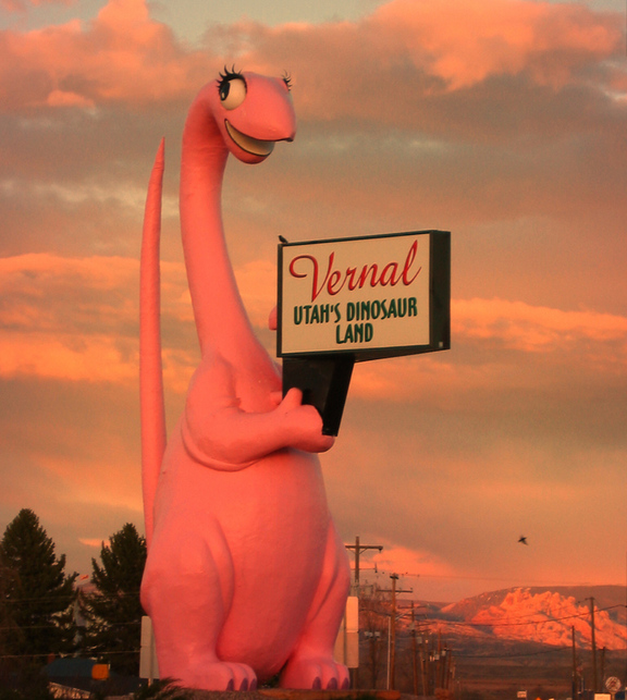 Vernal, UT: Dinah and Split Mountain at sunset.