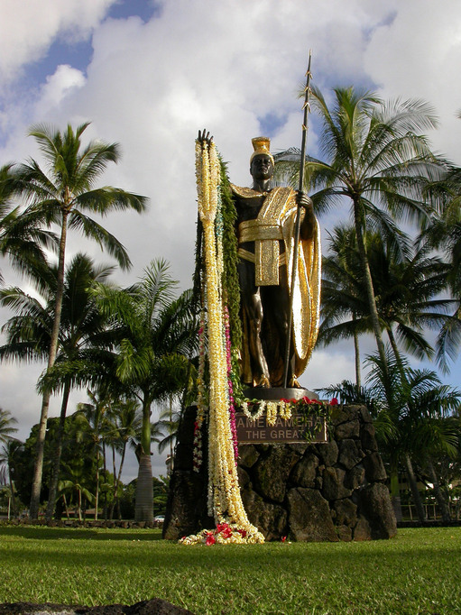 Hilo, HI: Statue of King Kam on his birthday 2005