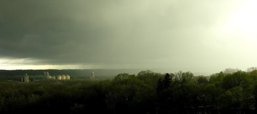 Spring Valley, IL: Storm over the Spring Valley Illinois River bridge