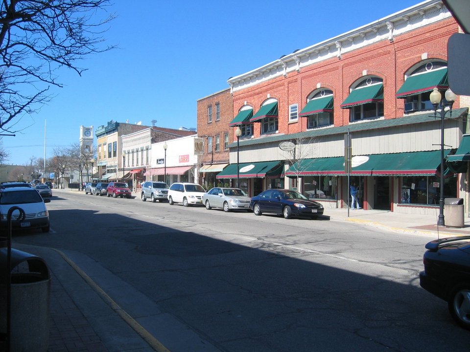 Sturgeon Bay, WI Downtown view of the many shops photo, picture