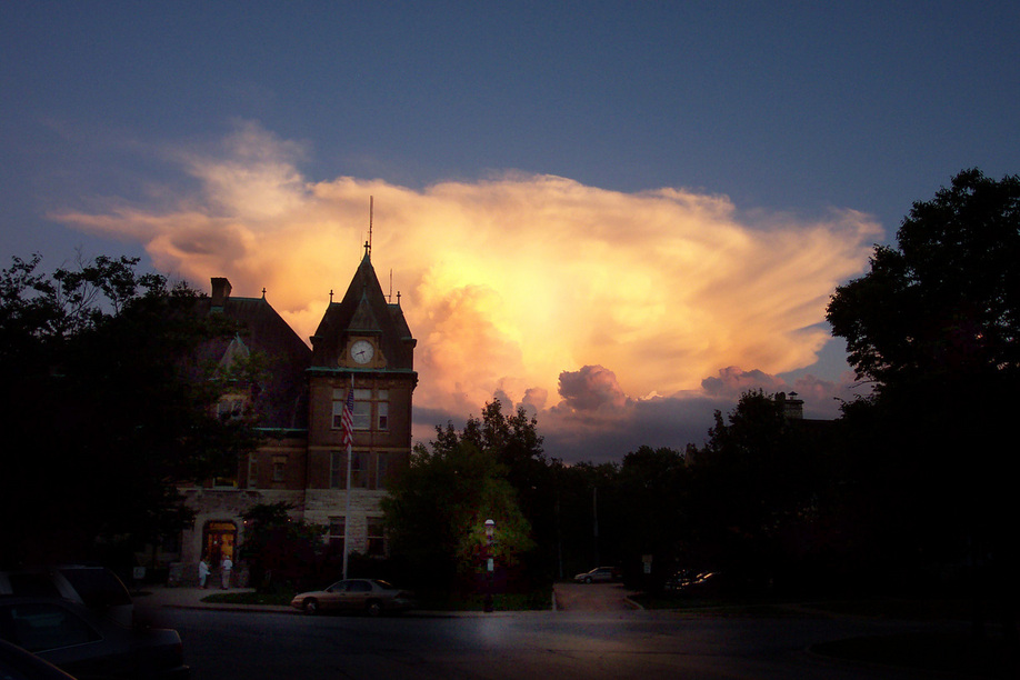 Riverside, IL: Riverside's township hall at sunset