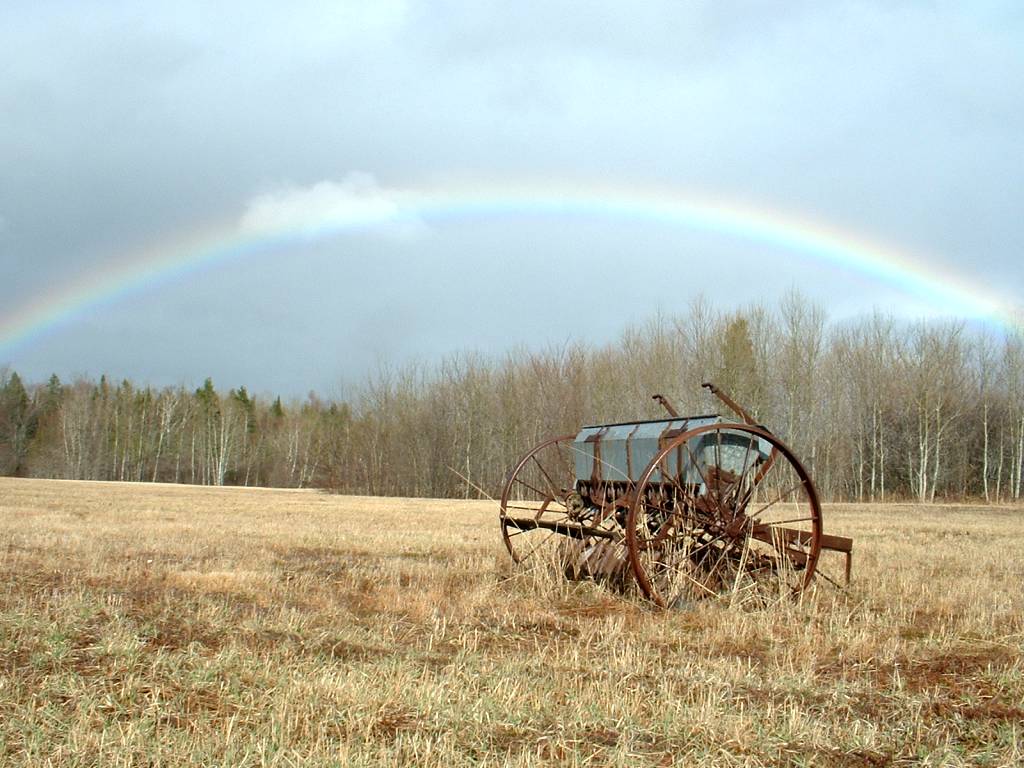 Sherman, ME: Rainbow over field Sherman Maine