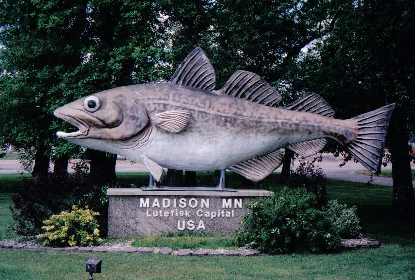 Madison, MN: The lutefisk monument at J.F. Jacobson Park in Madison, MN