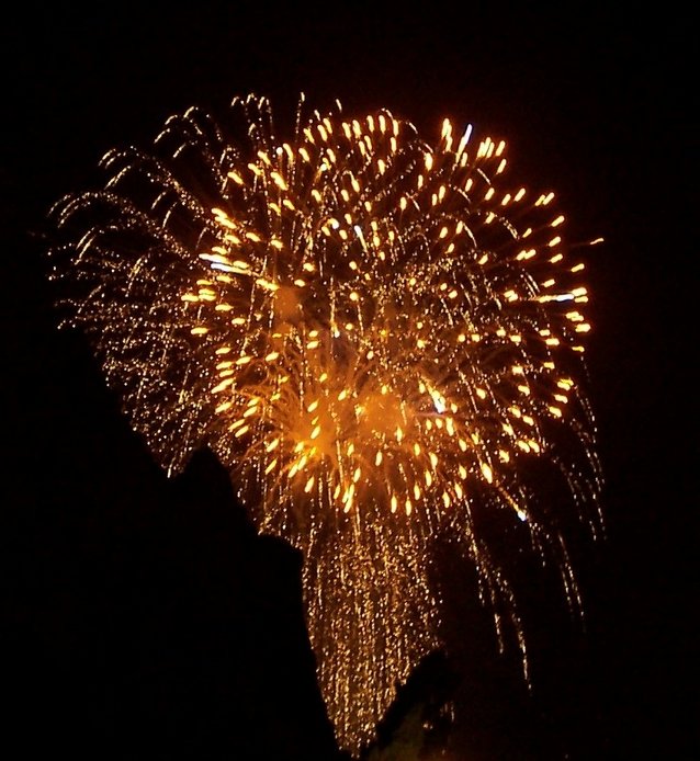 Anaheim, CA: fireworks over the matterhorn, disneyland