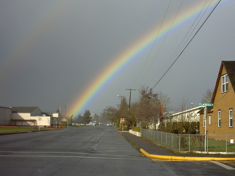 Dallas, OR: Rainbow over Dallas High School, Dallas, Oregon