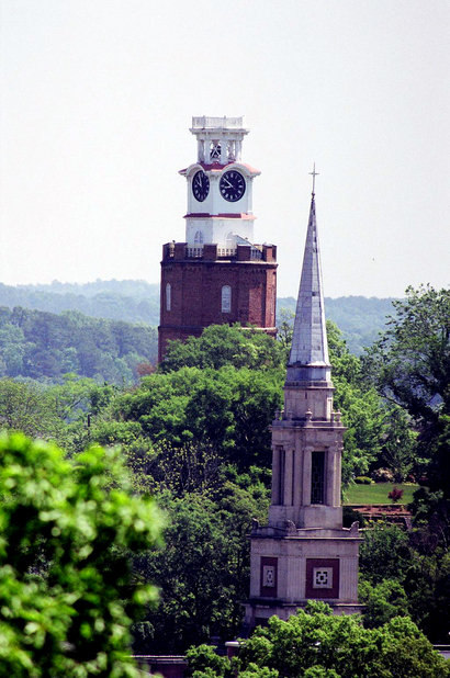 Rome, GA: Clock Towe & 1st Baptist Steeple As Seen From Myrtley Hill