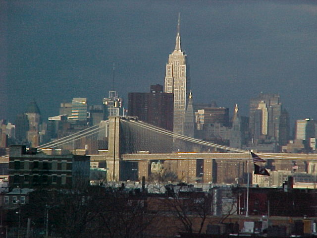 New York, NY: Picture taken from Brooklyn, NY, of The Brooklyn Bridge and Empire State Building