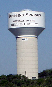 Dripping Springs, TX: Water Tower from Hwy 290