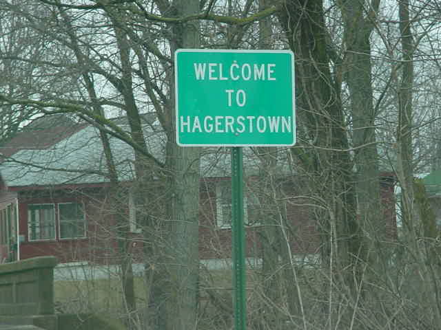 Hagerstown, IN: The sign entering into Hagerstown, Indiana.