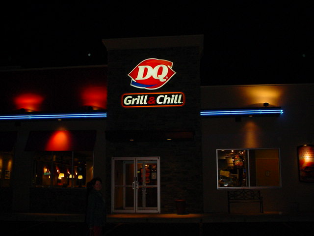 Rockford, IL: Dairy Queen at night in Rockford, Illinois.