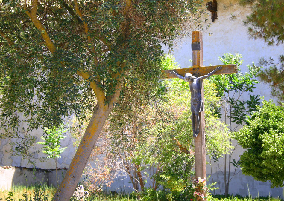 San Miguel, CA: A view of the cemetary of the San Miguel Mission