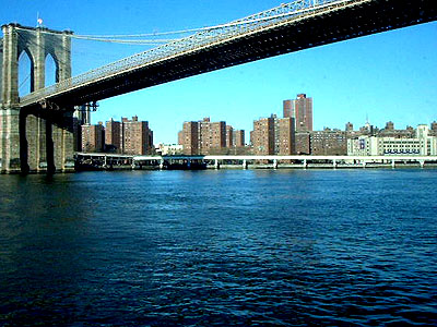 New York, NY: Brooklyn Bridge from boat, December 12, 2005