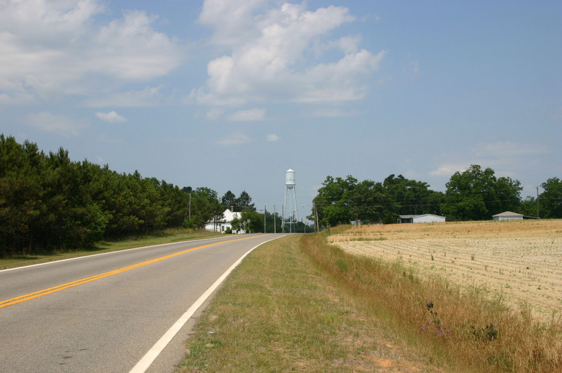 Stapleton, GA: GA-102 and Water Tower - Looking into Town