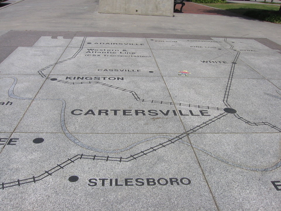 Cartersville, GA: sidewalk map near depot