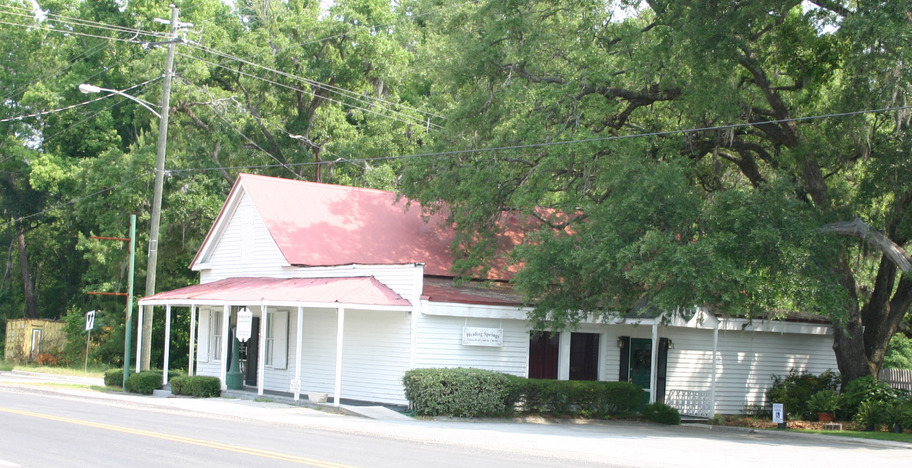 Flemington, GA: Healing Springs Church (vintage gas pump on porch!)