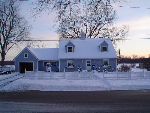 Portage, WI: Portage - house covered by snow