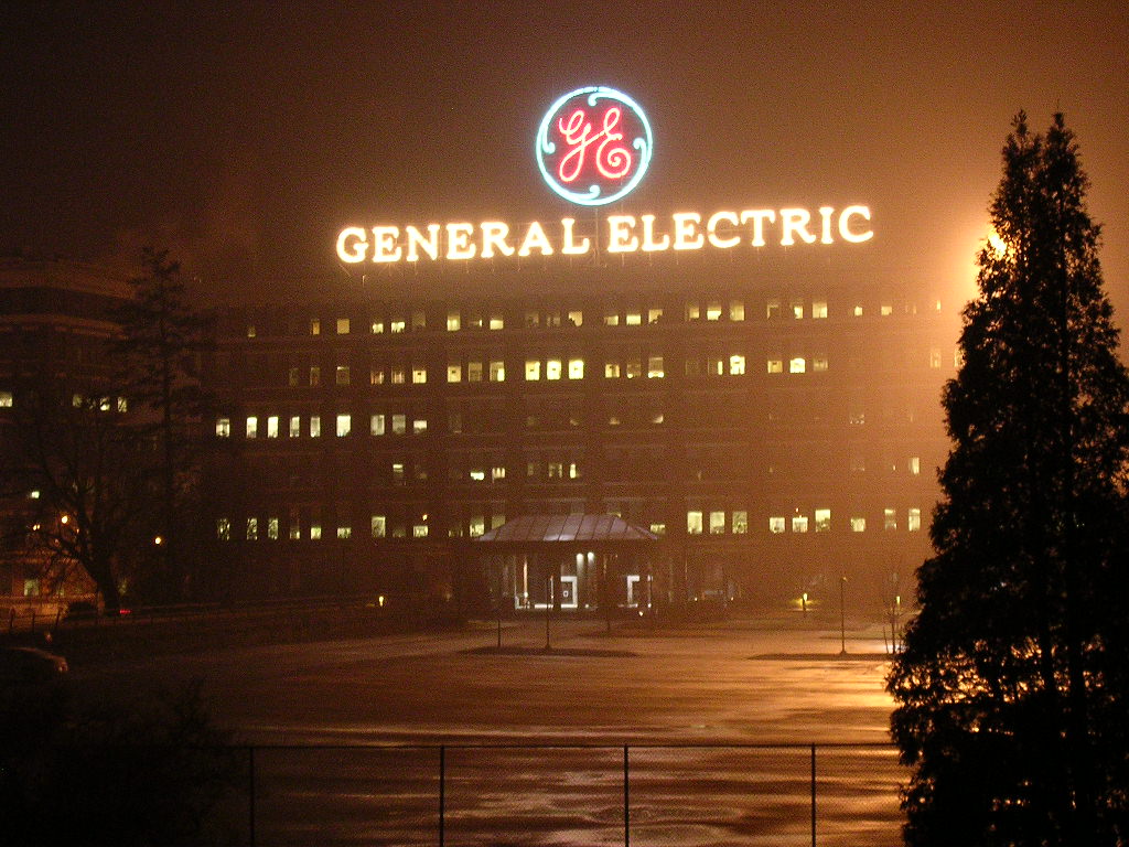 Schenectady, NY GE Plant with Logo Sign on top of Building photo