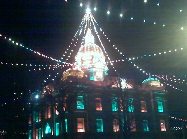 Minden, NE: Minden Courthouse During Christmas