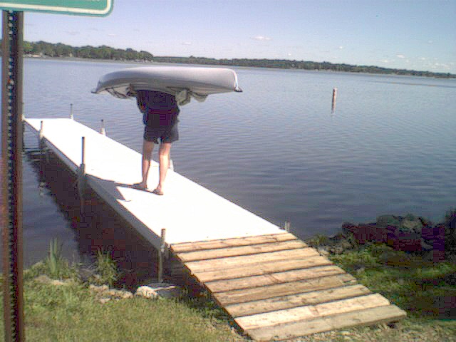 Wonder Lake, IL: "Kayak with legs" going for its maiden voyage in Wonder Lake courtesy of my daughter, Elena.