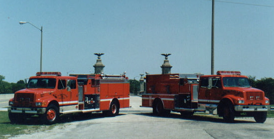 Lomax, IL: Lomax and Dallas city fire trucks