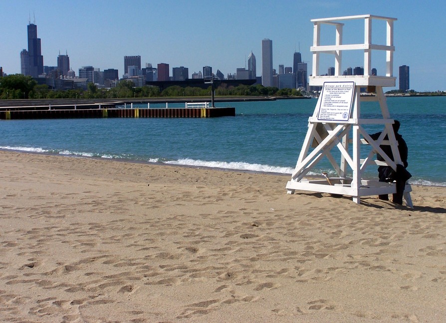 Chicago, IL: skyline from 31st Street beach